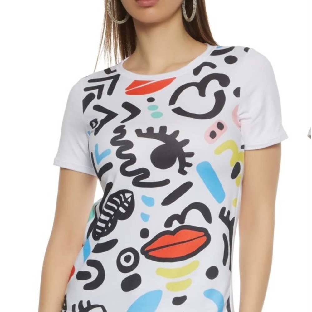 Graphic Print Tee Abstract Art Tshirt